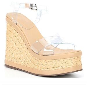 SCHUTZ Tan and Clear Platform Wedges